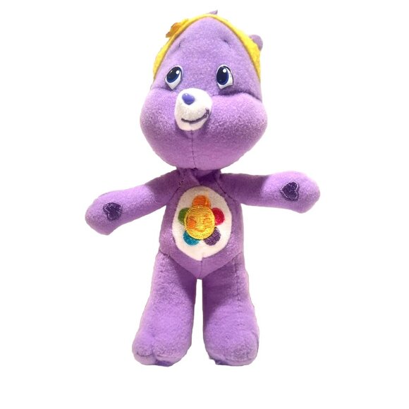 Vintage Care Bear Harmony Purple With Flower on Belly Plush Headband Stuffed Toy - Picture 1 of 10
